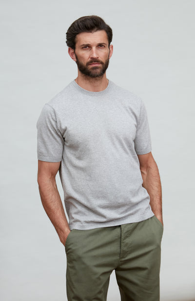 light grey mens knitted t-shirt