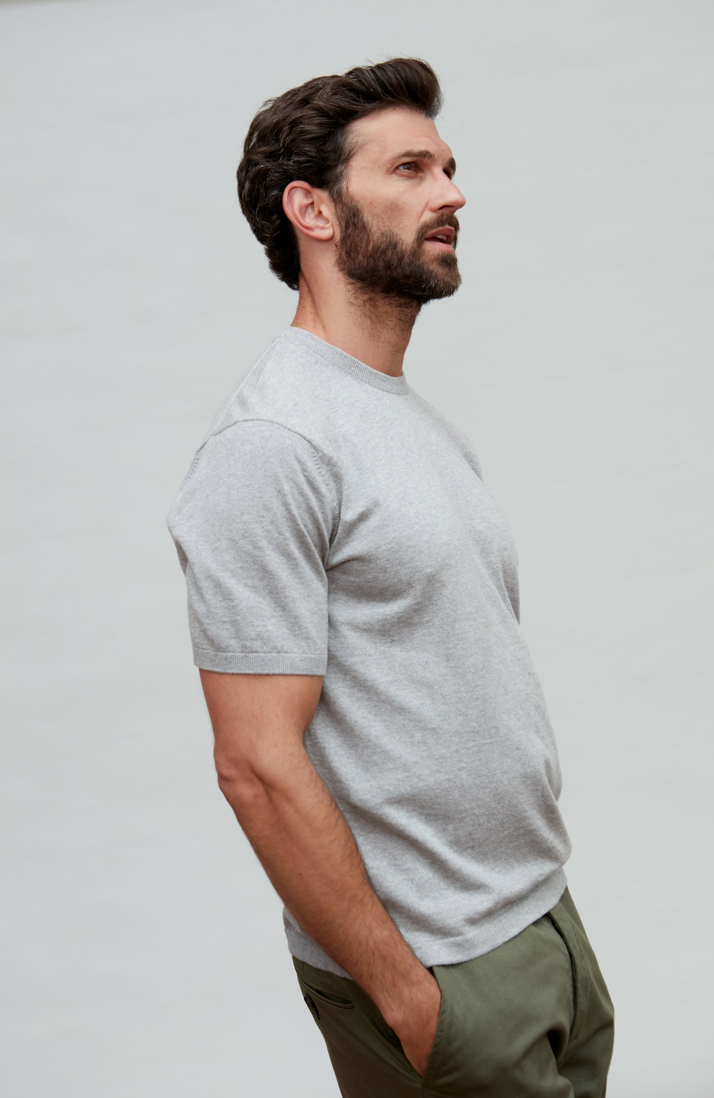 light grey mens knitted t-shirt