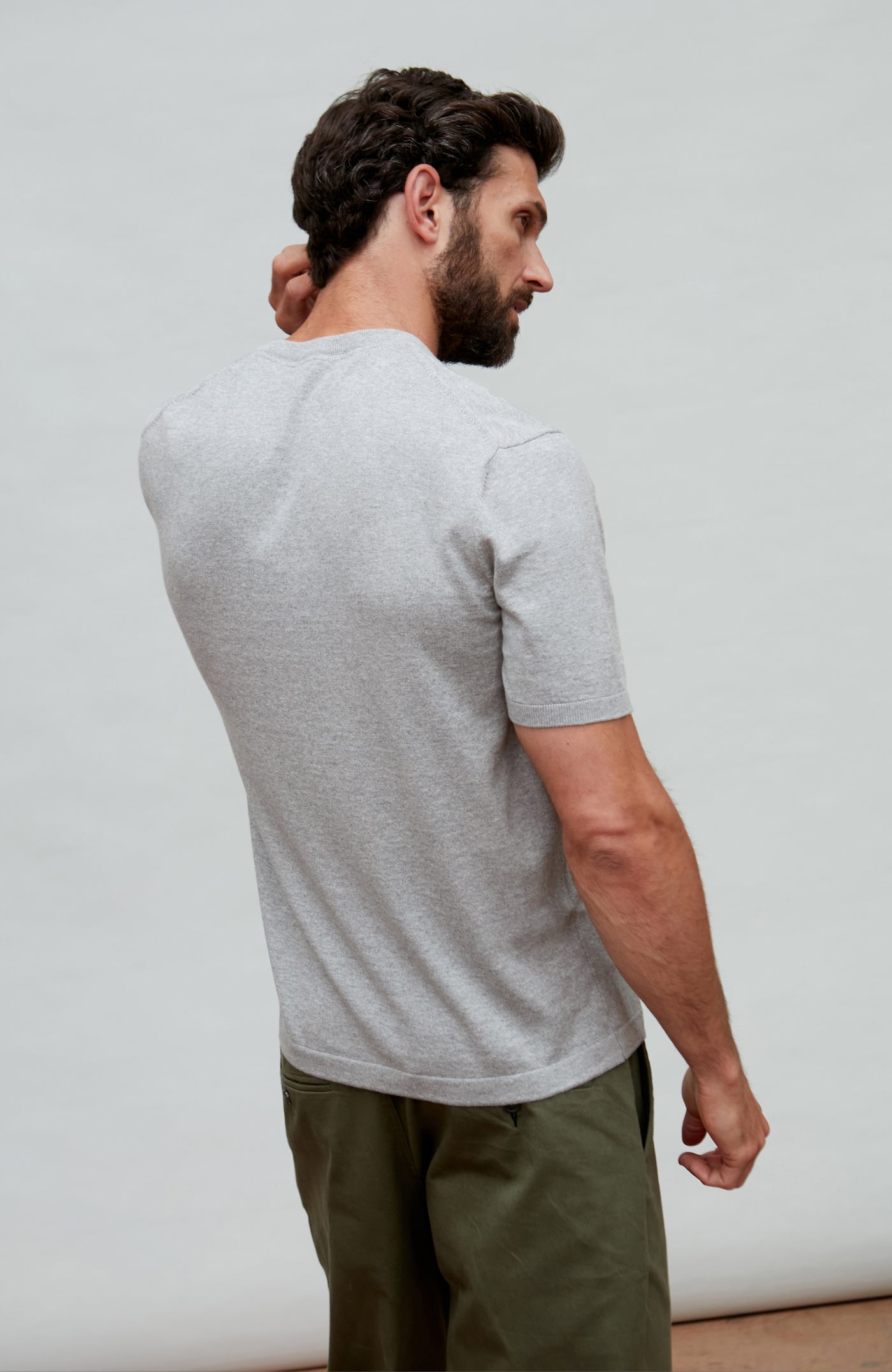 light grey mens knitted t-shirt
