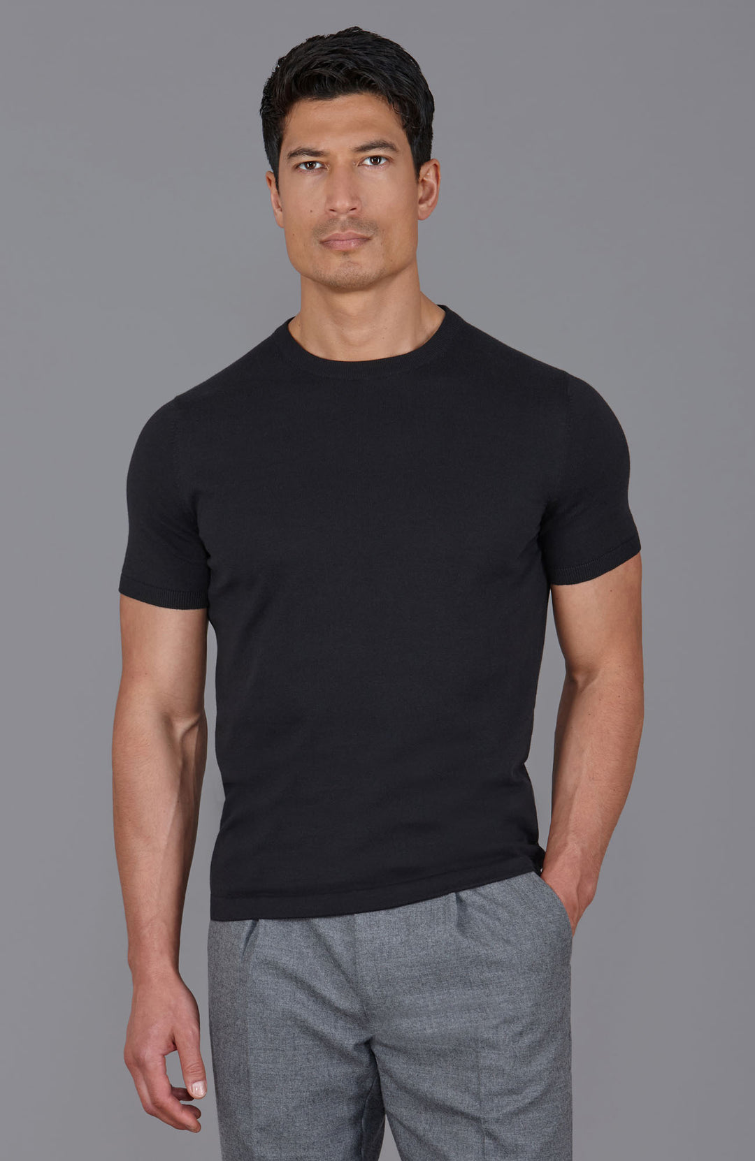 black mens knitted t-shirt