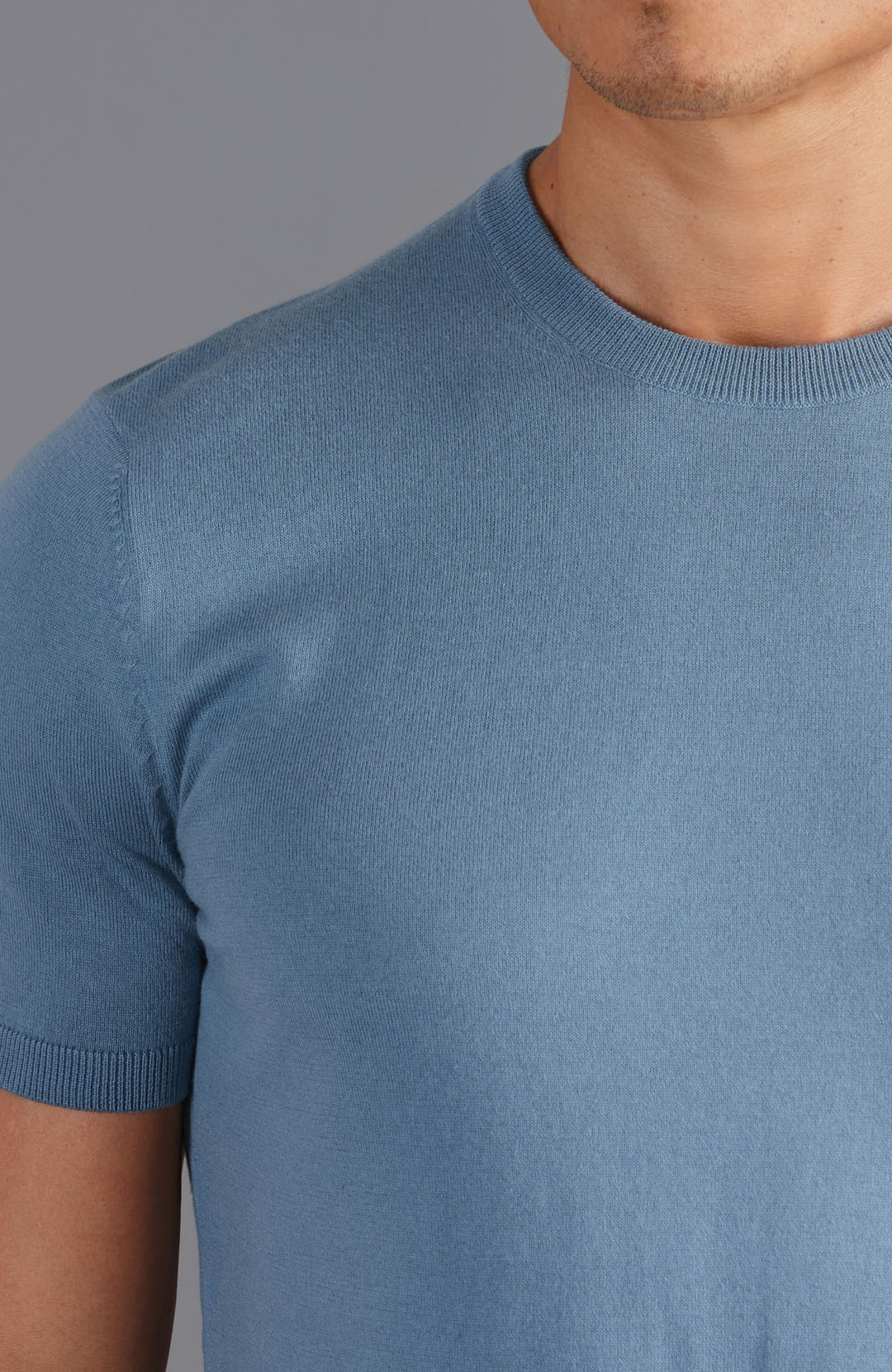 blue mens knitted t shirt
