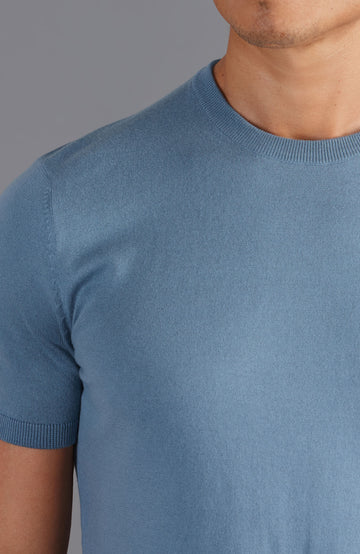 blue mens knitted t shirt