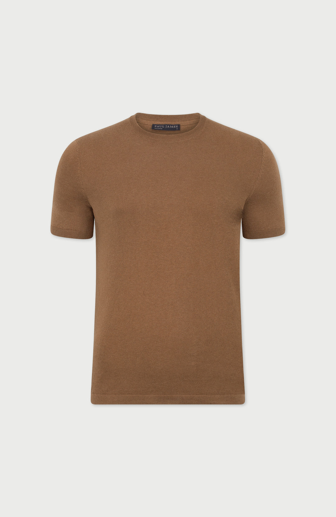 camel mens knitted cotton t-shirt