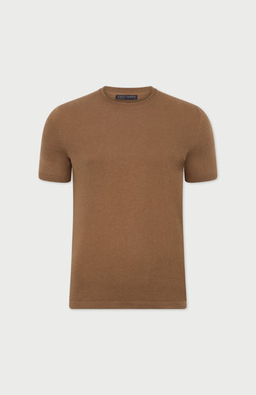 camel mens knitted cotton t-shirt