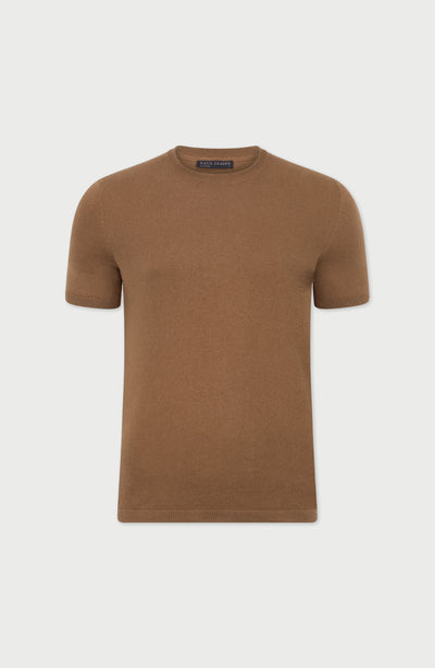camel mens knitted cotton t-shirt