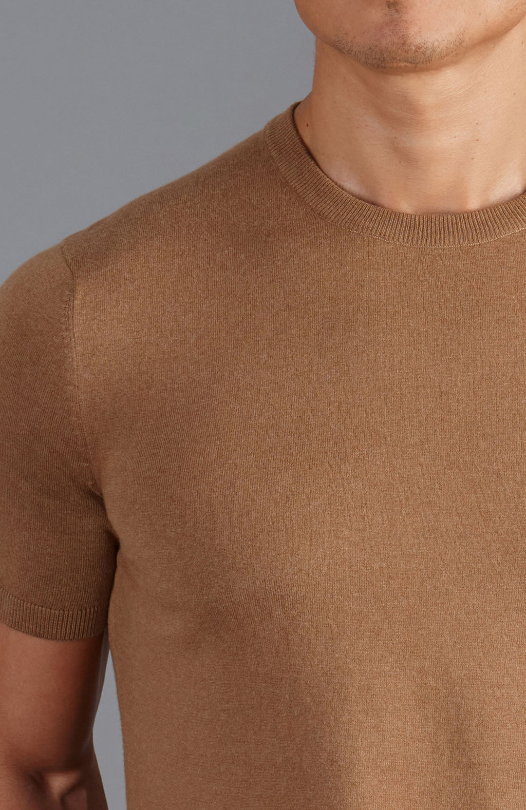 camel mens knitted t-shirt