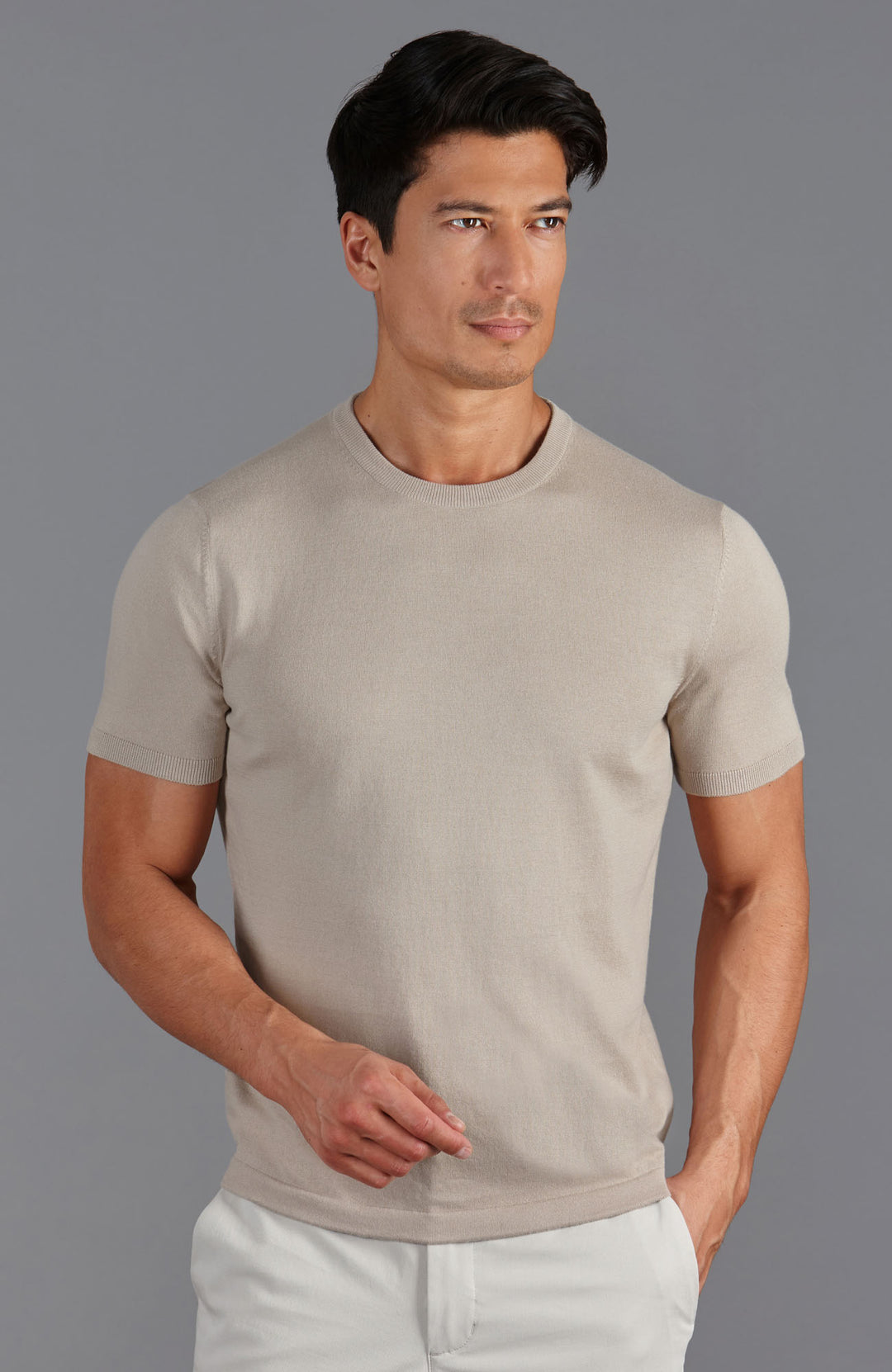 linen mens knitted t-shirt