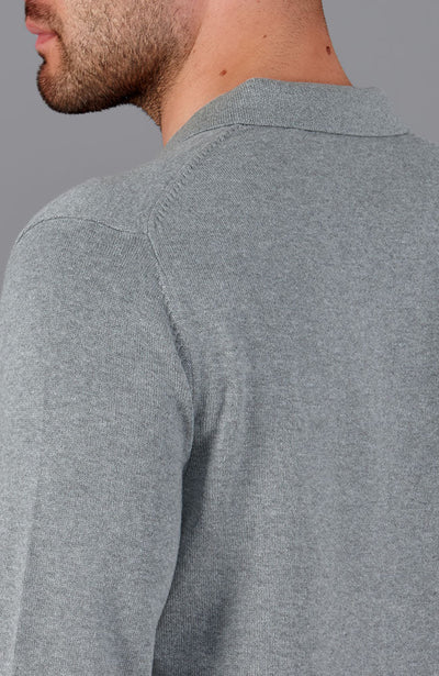 grey mens buttonless polo shirt
