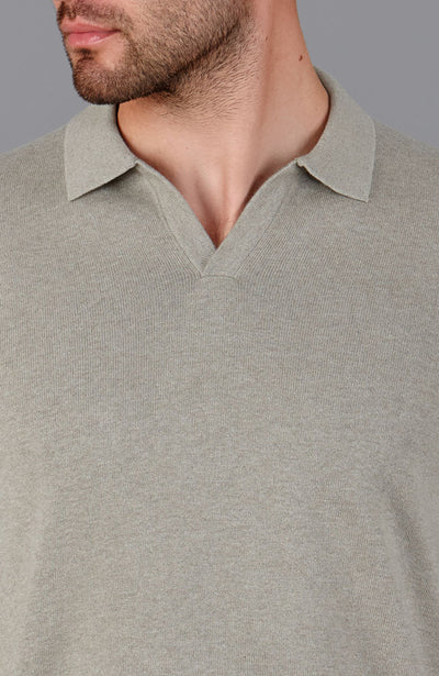 mens fawn open collar polo shirt
