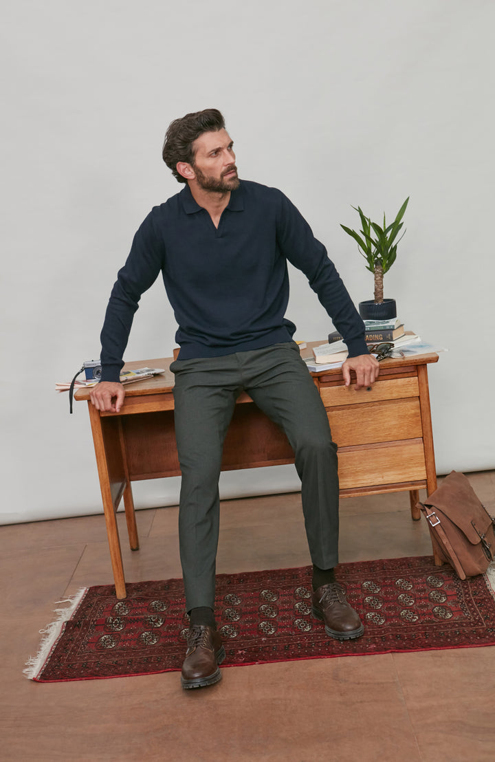 Mens Lightweight Cotton Buttonless Polo Shirt – Paul James Knitwear