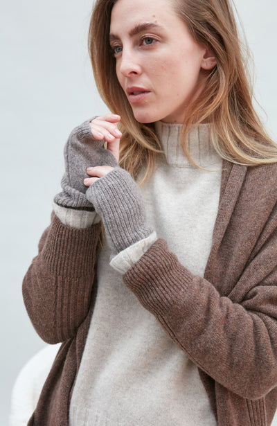 brown womens wool arm warmers