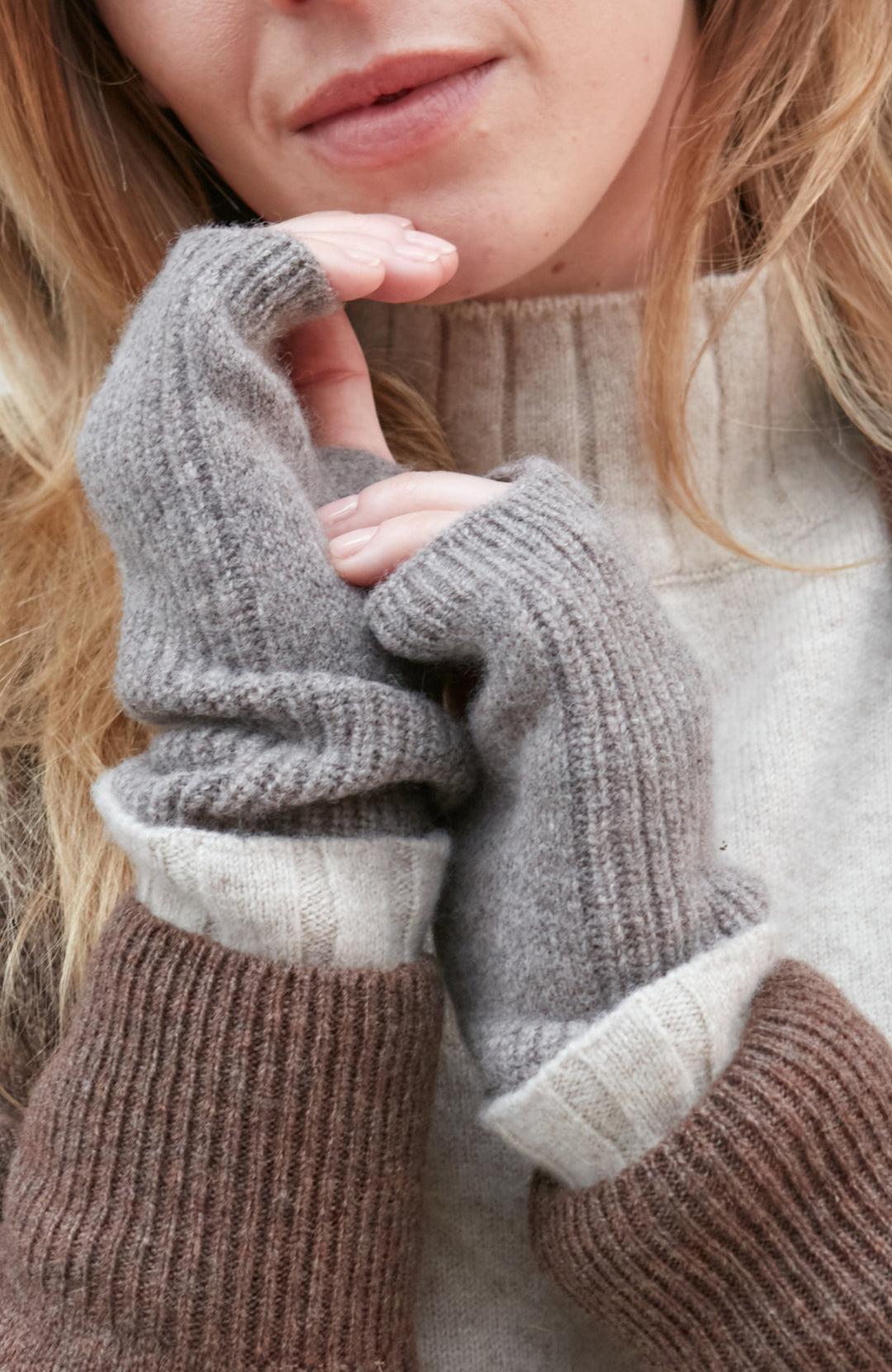 brown womens wool arm warmers
