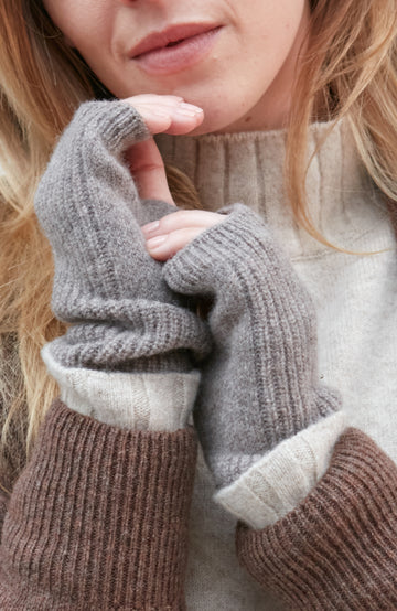 brown womens wool arm warmers