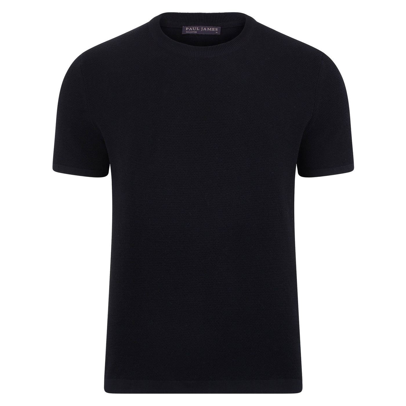 black mens heavyweight knitted cotton t-shirt