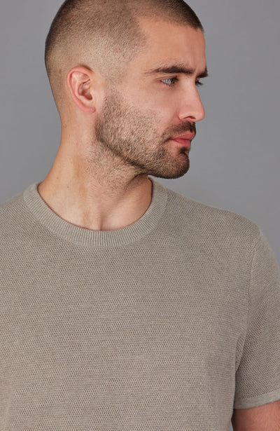 beige mens heavyweight knitted cotton t-shirt
