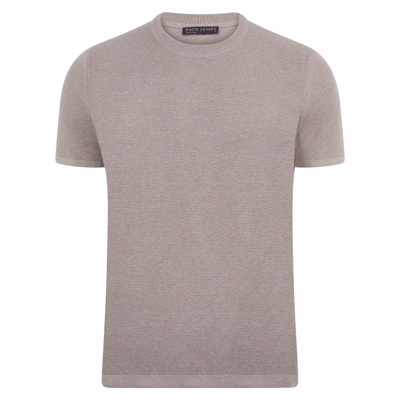 beige mens thick knitted t-shirt