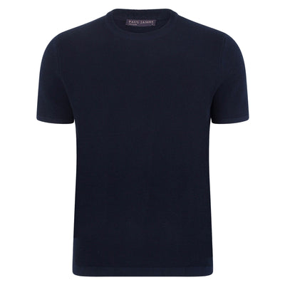 navy mens thick knitted t-shirt