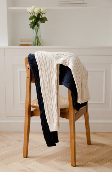 mens off white cotton cable jumper by Paul James
