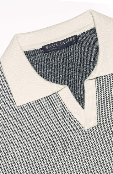 mens fisherman open collar polo shirt