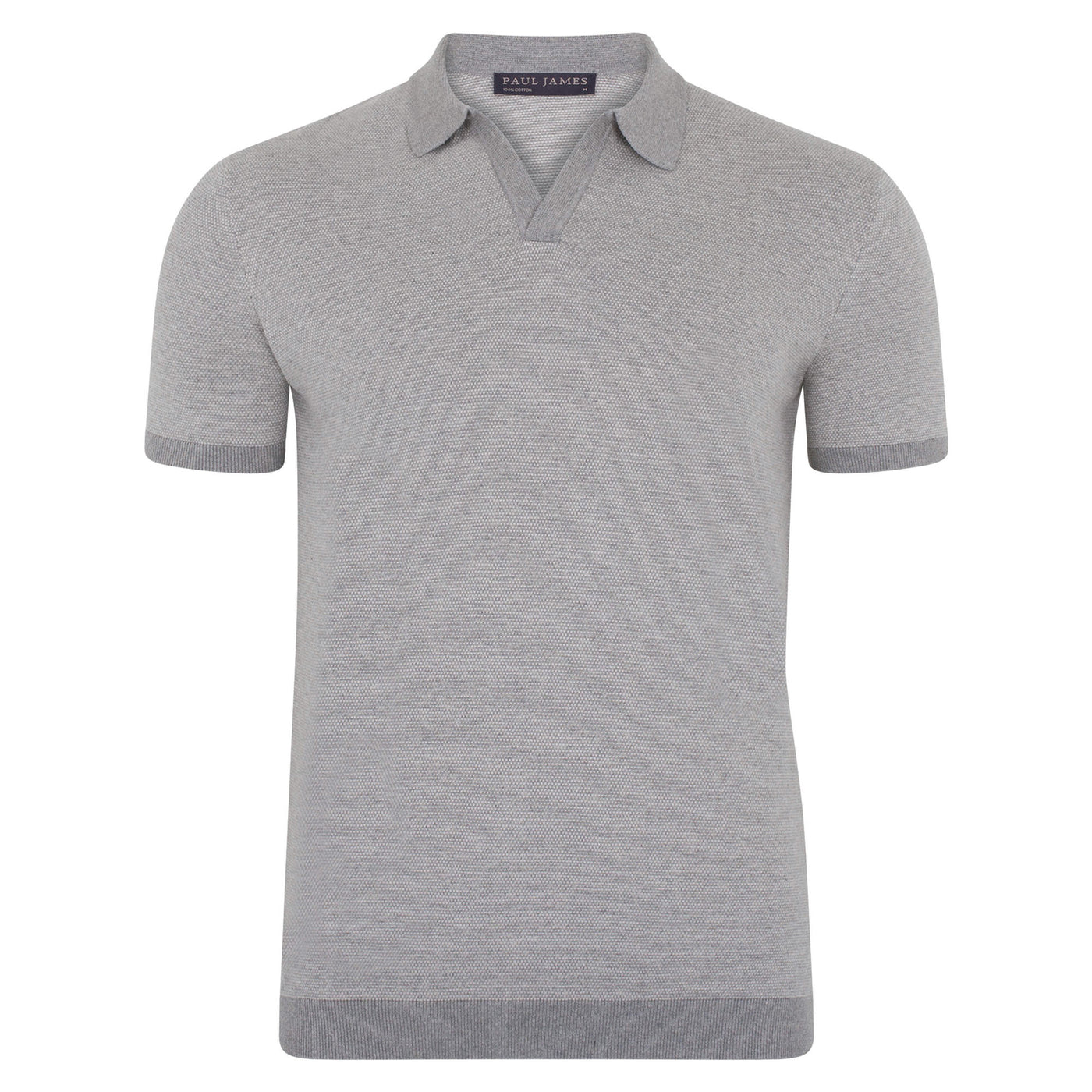 grey mens buttonless polo shirt