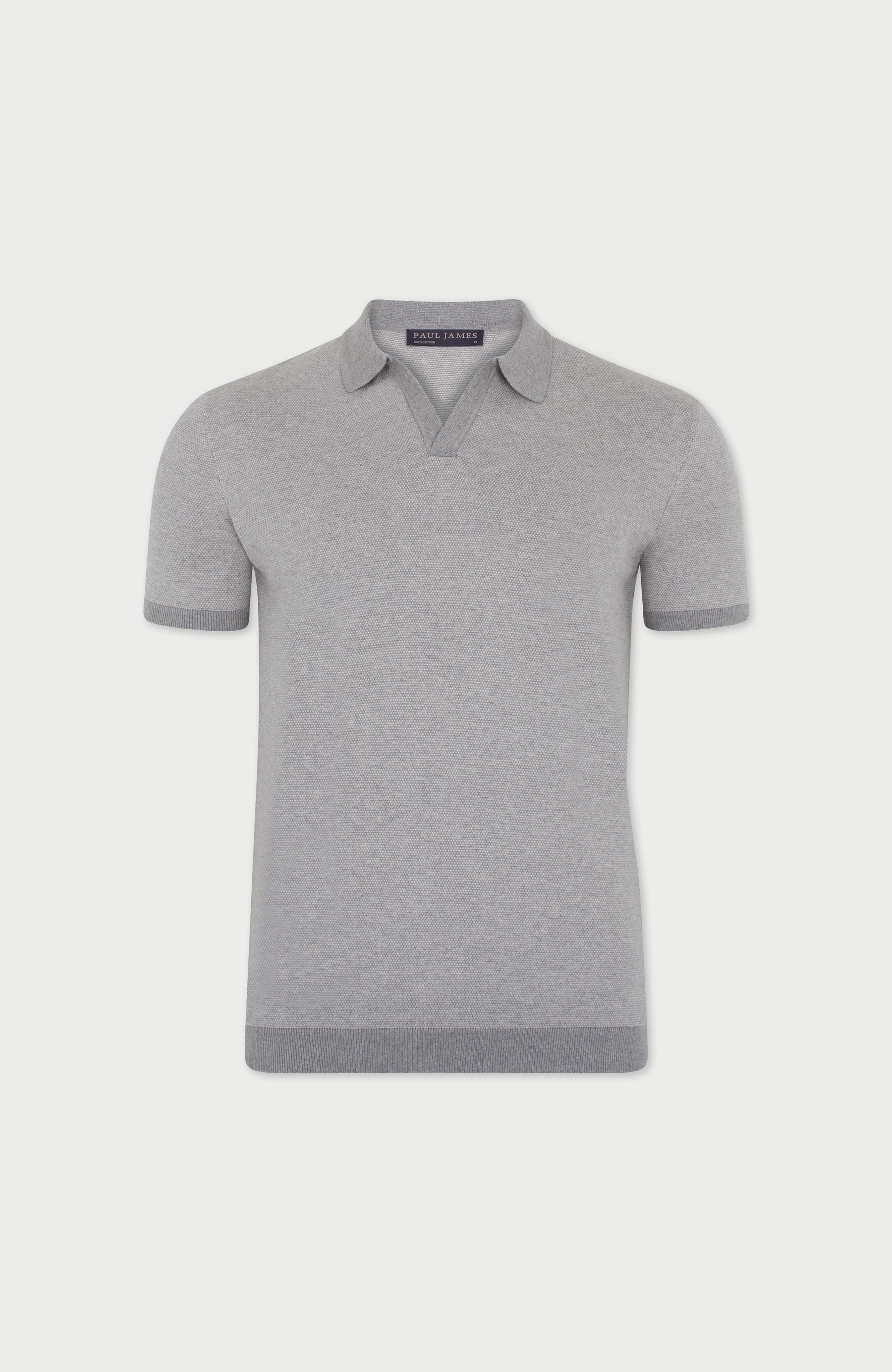 mens grey cotton polo shirt short sleeve