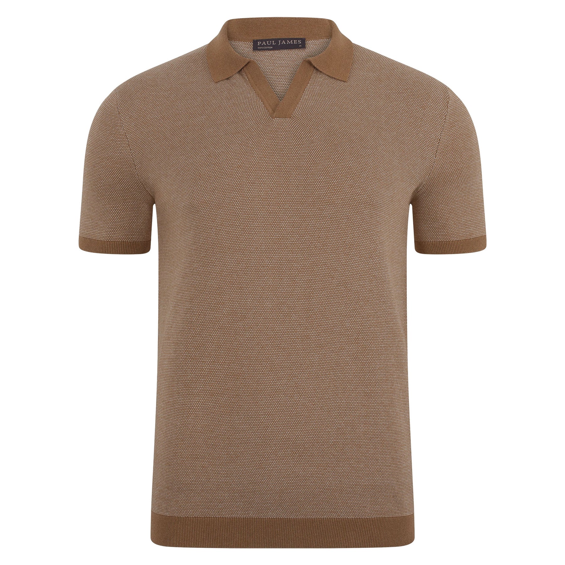camel mens buttonless polo shirt
