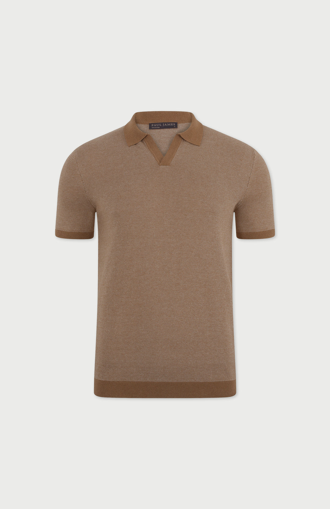 mens camel cotton polo shirt short sleeve