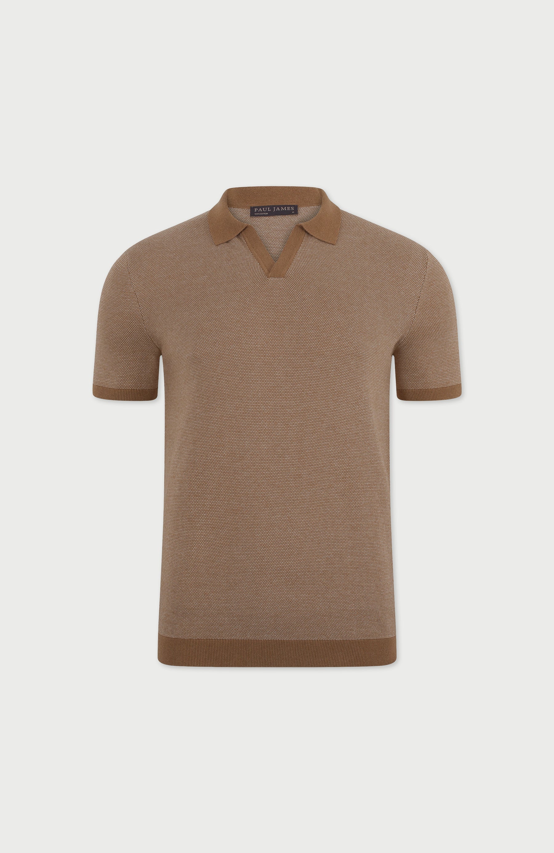 mens camel cotton polo shirt short sleeve