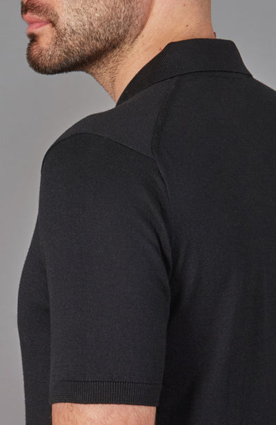 black mens cuban collar polo shirt