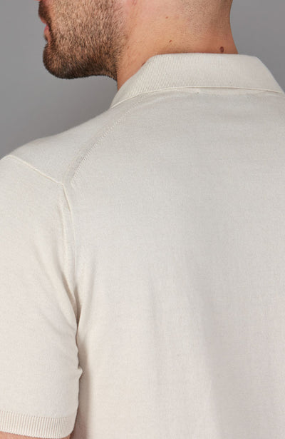 white mens cuban collar polo shirt