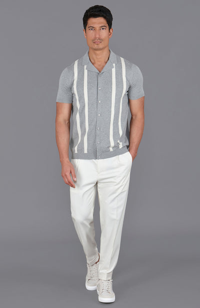 grey mens cuban collar shirt