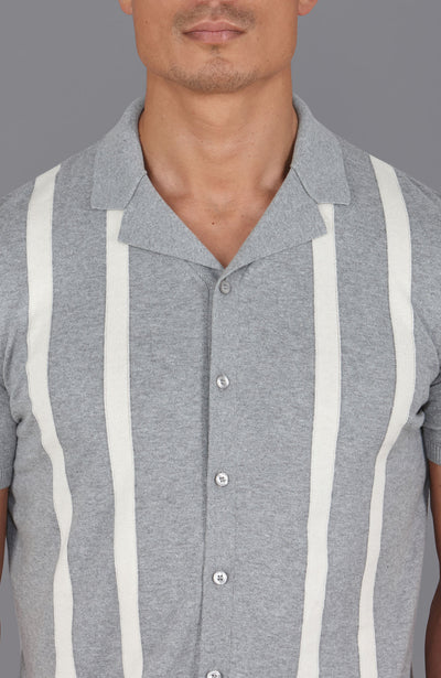 grey mens cuban collar shirt