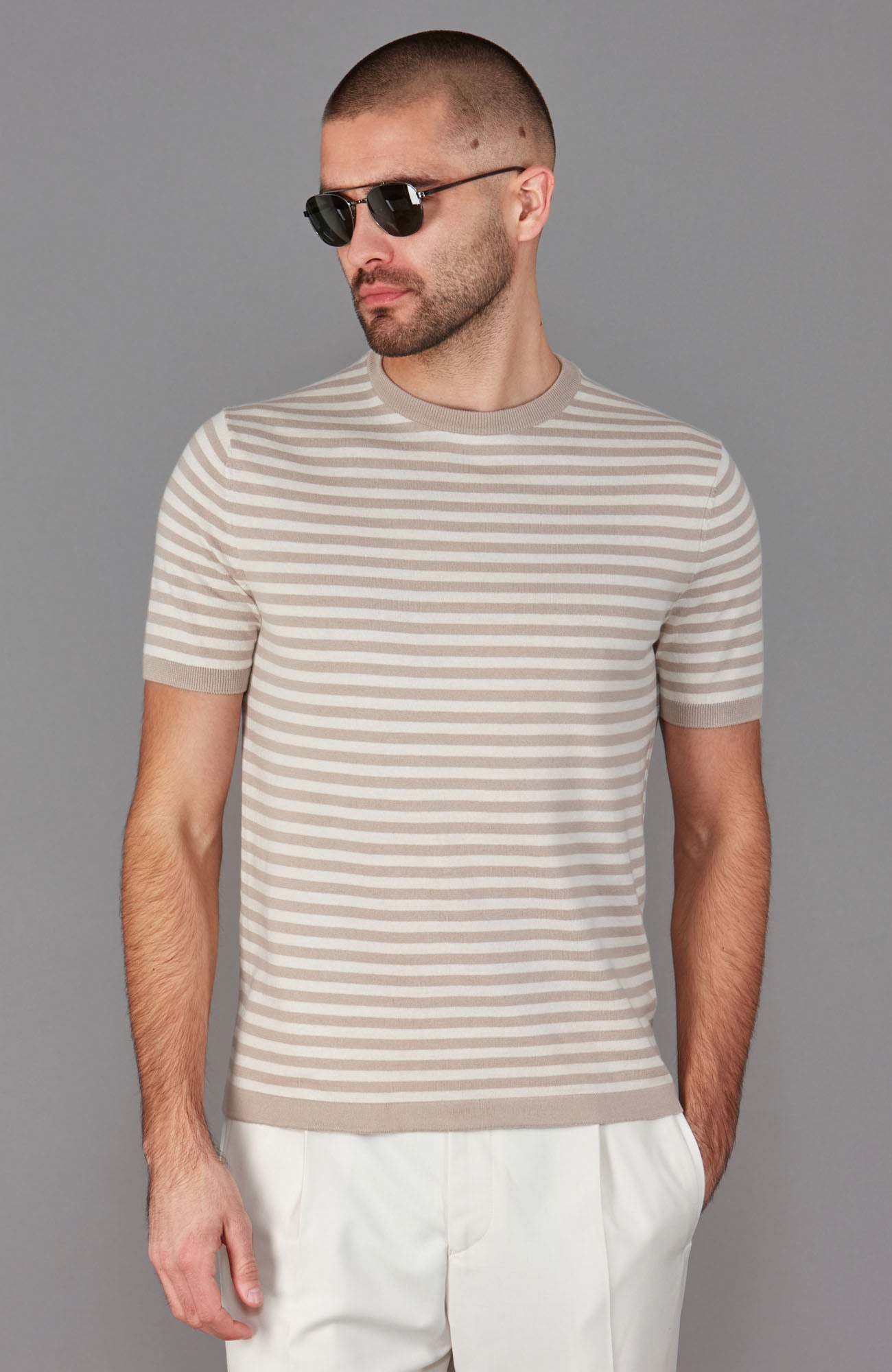 Bretonisches Strick-T-Shirt für Herren aus 100 % ultrafeiner Baumwolle