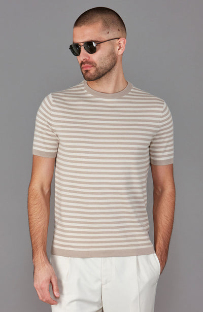 Mens Ultra Fine Cotton Knitted Breton T-Shirt