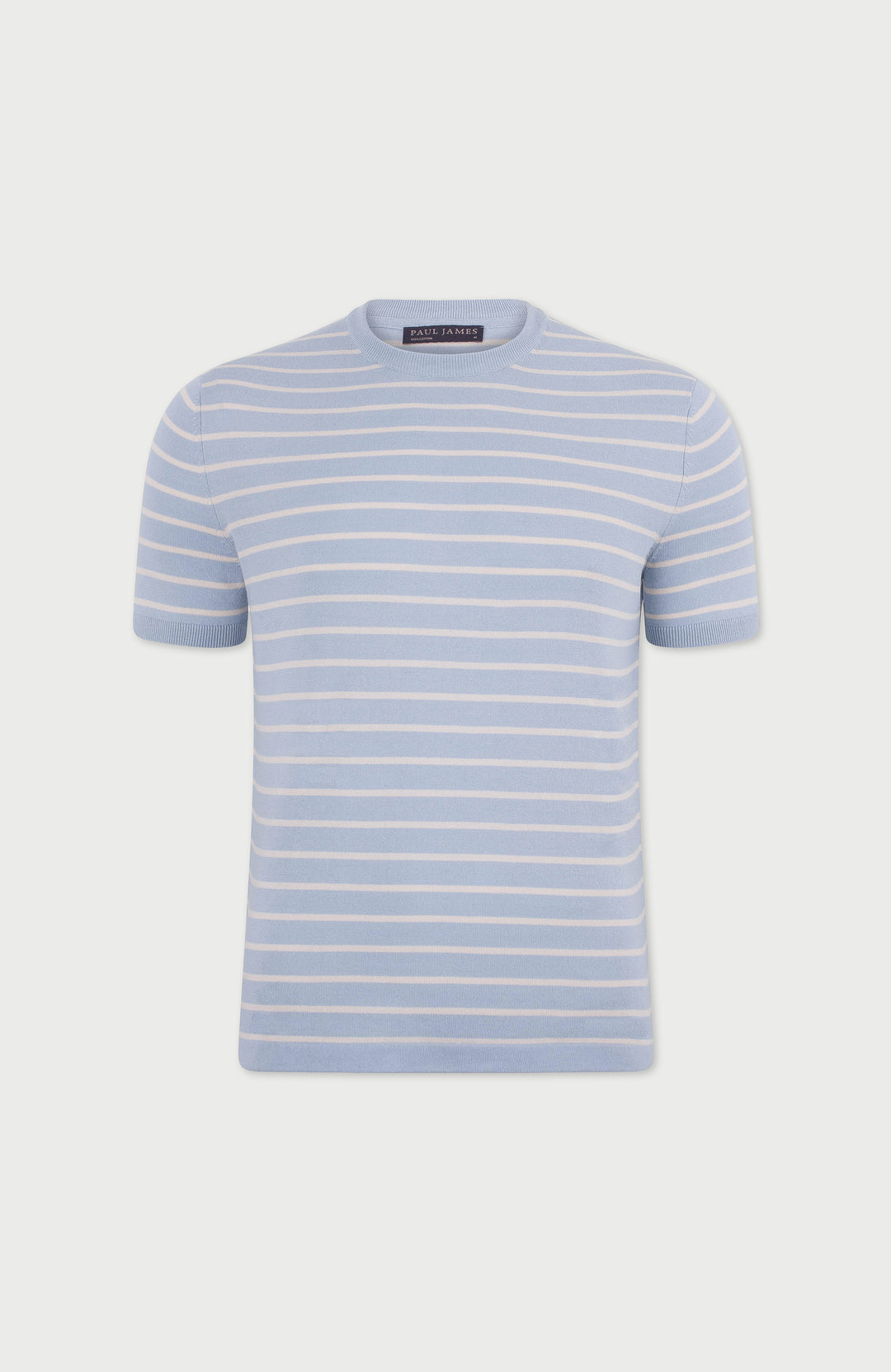 Mens Ultra Fine Cotton Knitted Pin Stripe T-Shirt