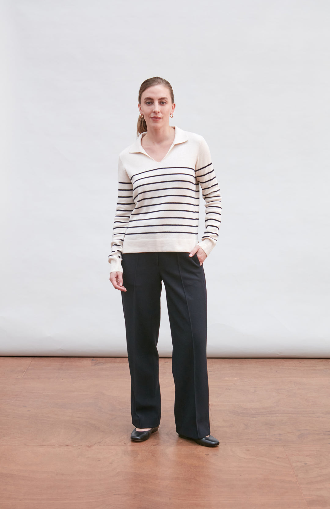 ecru womens breton stripe jumper
