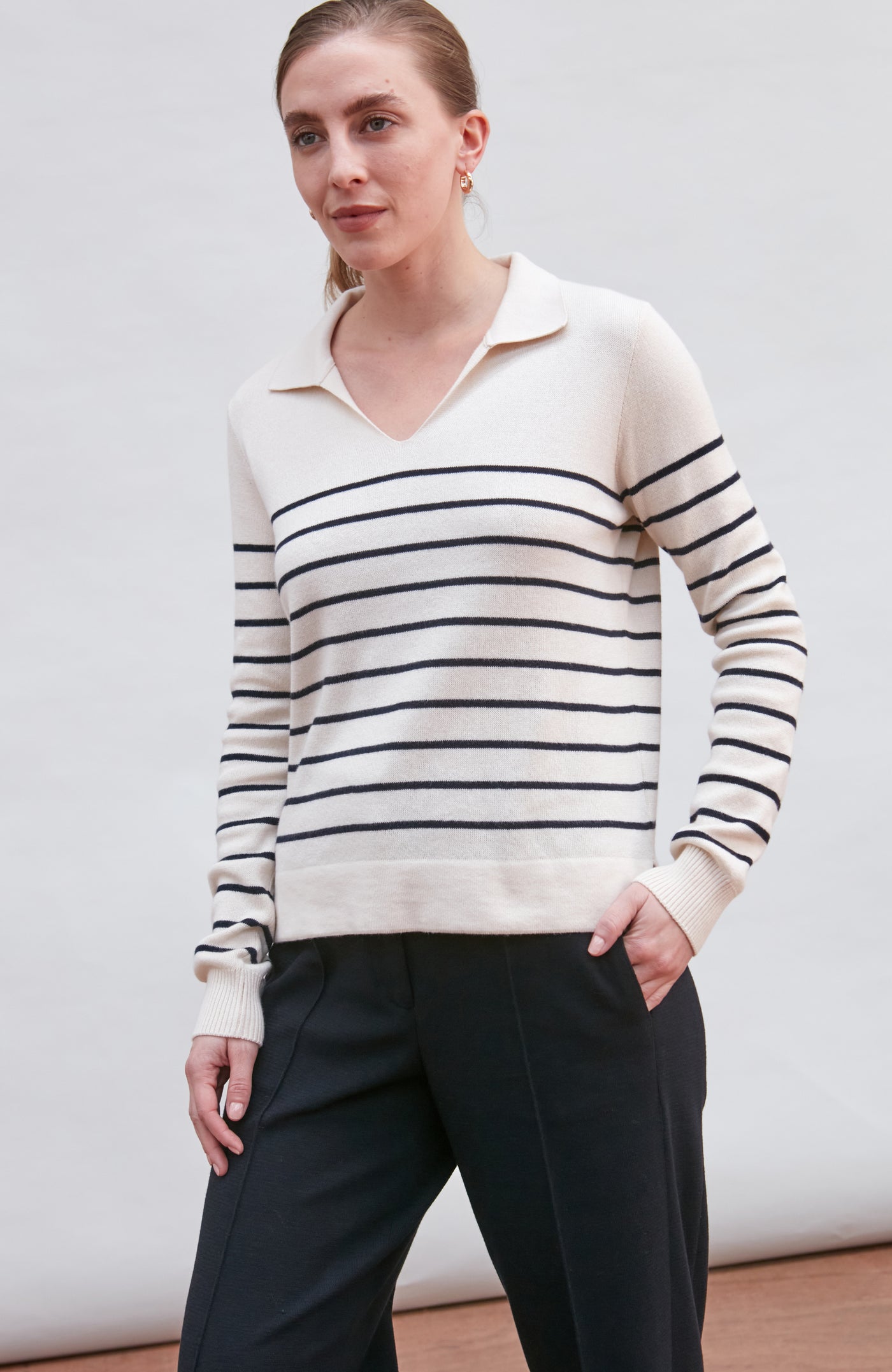 ecru womens breton stripe jumper