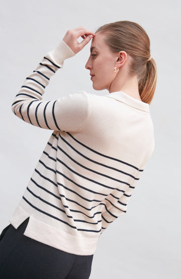 ecru womens breton stripe jumper