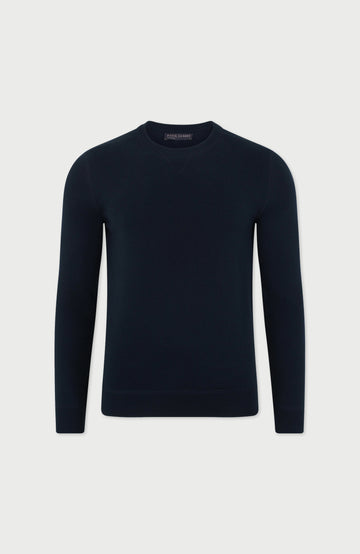navy mens knitted cotton sweatshirt by paul james