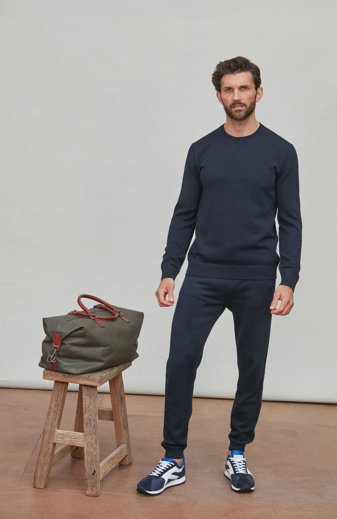 navy mens knitted cotton sweatshirt by paul james