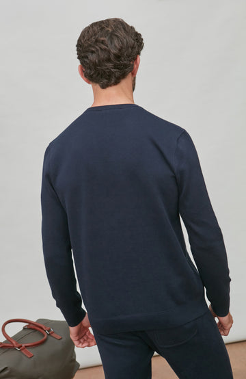 navy mens knitted cotton sweatshirt by paul james