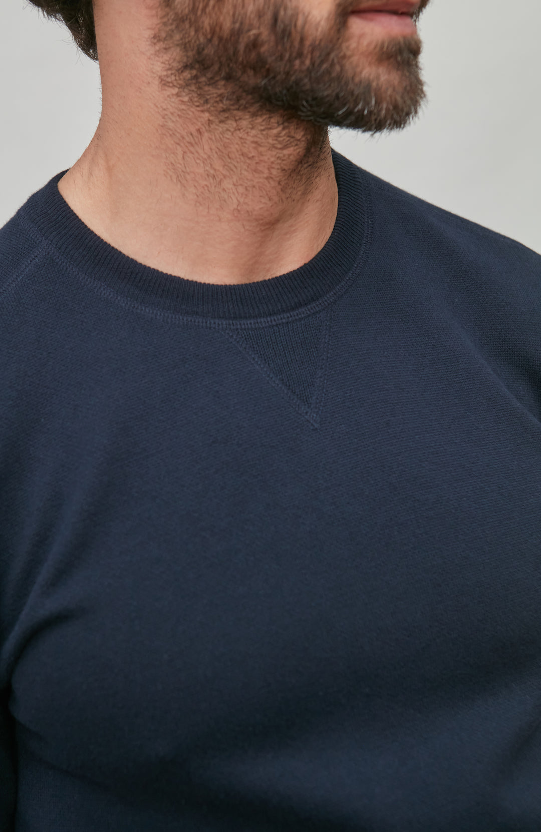 navy mens knitted cotton sweatshirt by paul james