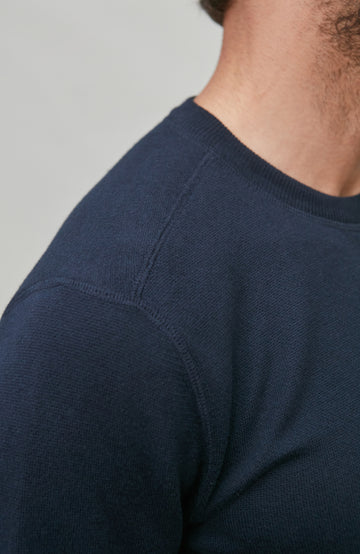 navy mens knitted cotton sweatshirt by paul james