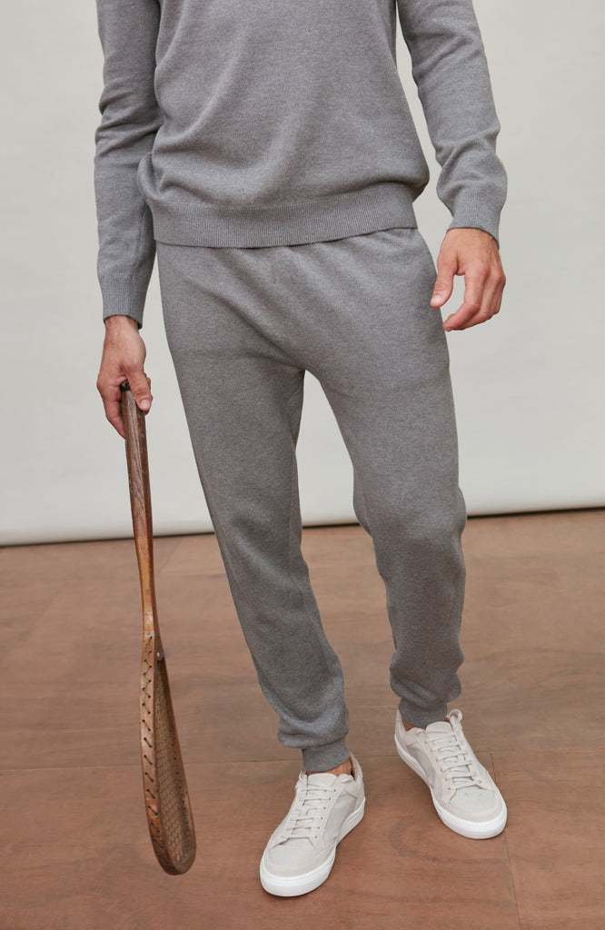 Paul James Knitwear Mens Midweight Cotton Loopback Knitted Joggers