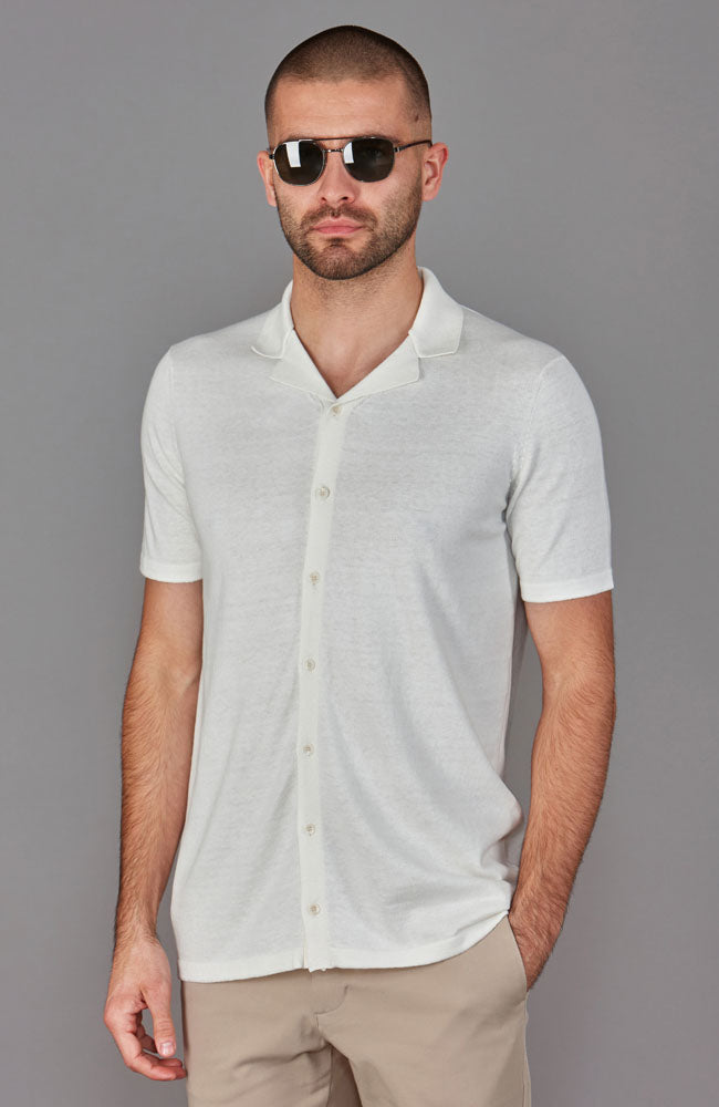 white linen mens cuban collar shirt
