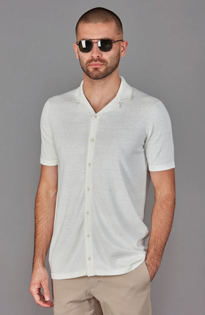 white linen mens cuban collar shirt