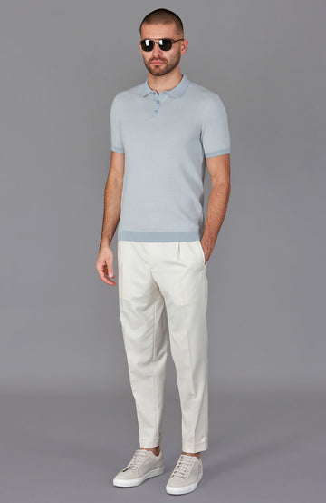 blue mens textured polo shirt