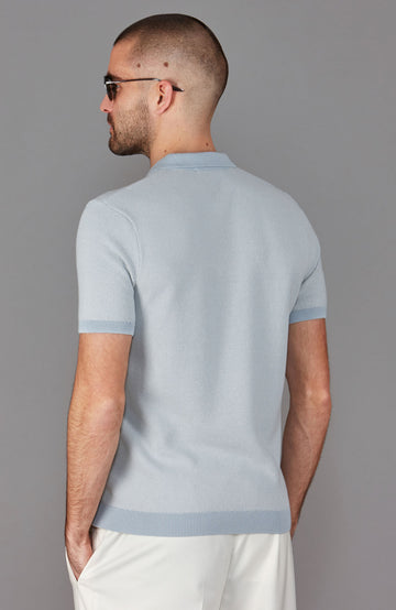blue mens textured polo shirt