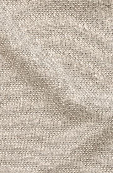 Beige men's textured short sleeve polo shirt by Paul James Knitwear