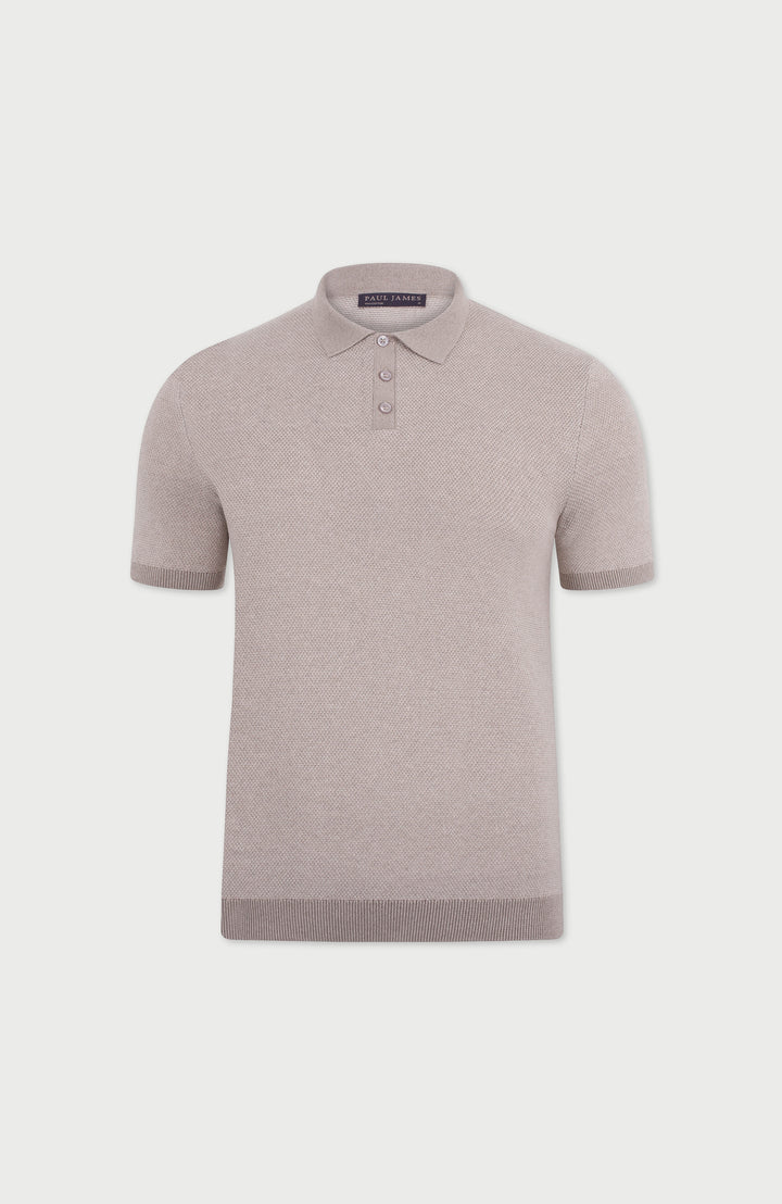 Mens Lightweight Cotton Two Tone Textured Polo Shirt – Paul James
